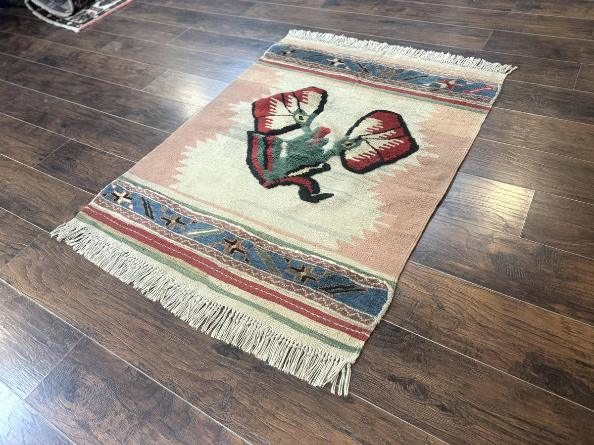 Turkish Kilim Rug 2.5 x 4.7, Flatweave Bohemian Blanket Rug, Wall Hanging Tapestry Rug - Jewel Rugs, view 3