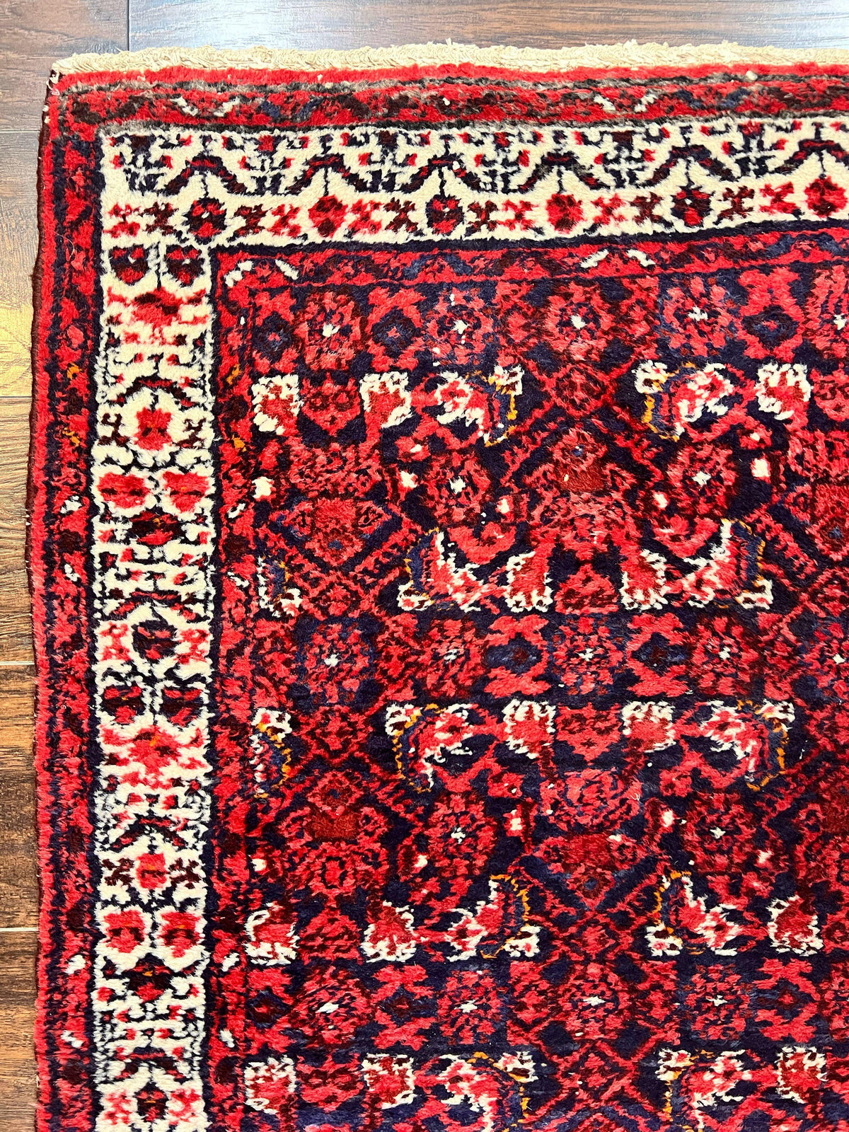 Persian Tribal Runner 3 x 9, Hamadan Dargazin Rug, Dark Blue and Red Wool Hand Knotted Hallway Rug, Vintage Antique Oriental Runner, 9ft Long Runner, Herati - Jewel Rugs, view 7