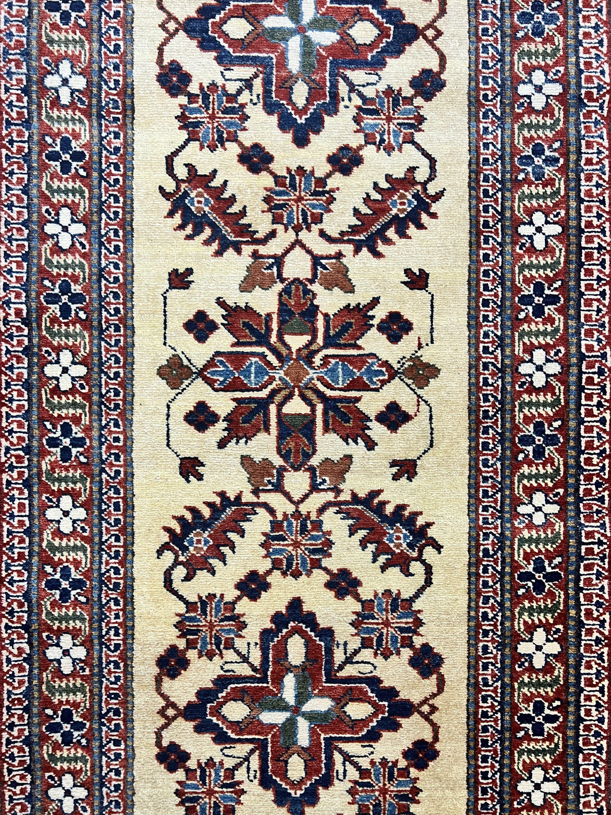 Afghan Heriz Runner Rug 2.9 x 12, Vintage Hand Knotted Persian Carpet for Hallway, 12ft Runner, Wool, Cream - Jewel Rugs, view 5