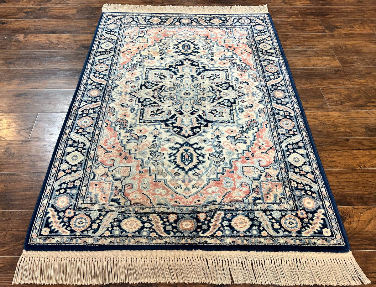 Karastan Blue Heriz Rug #748, Vintage Wool Karastan Carpet 4.3 x 6, Discontinued Original 700 Series Karastan Area Rug - Jewel Rugs, view 2
