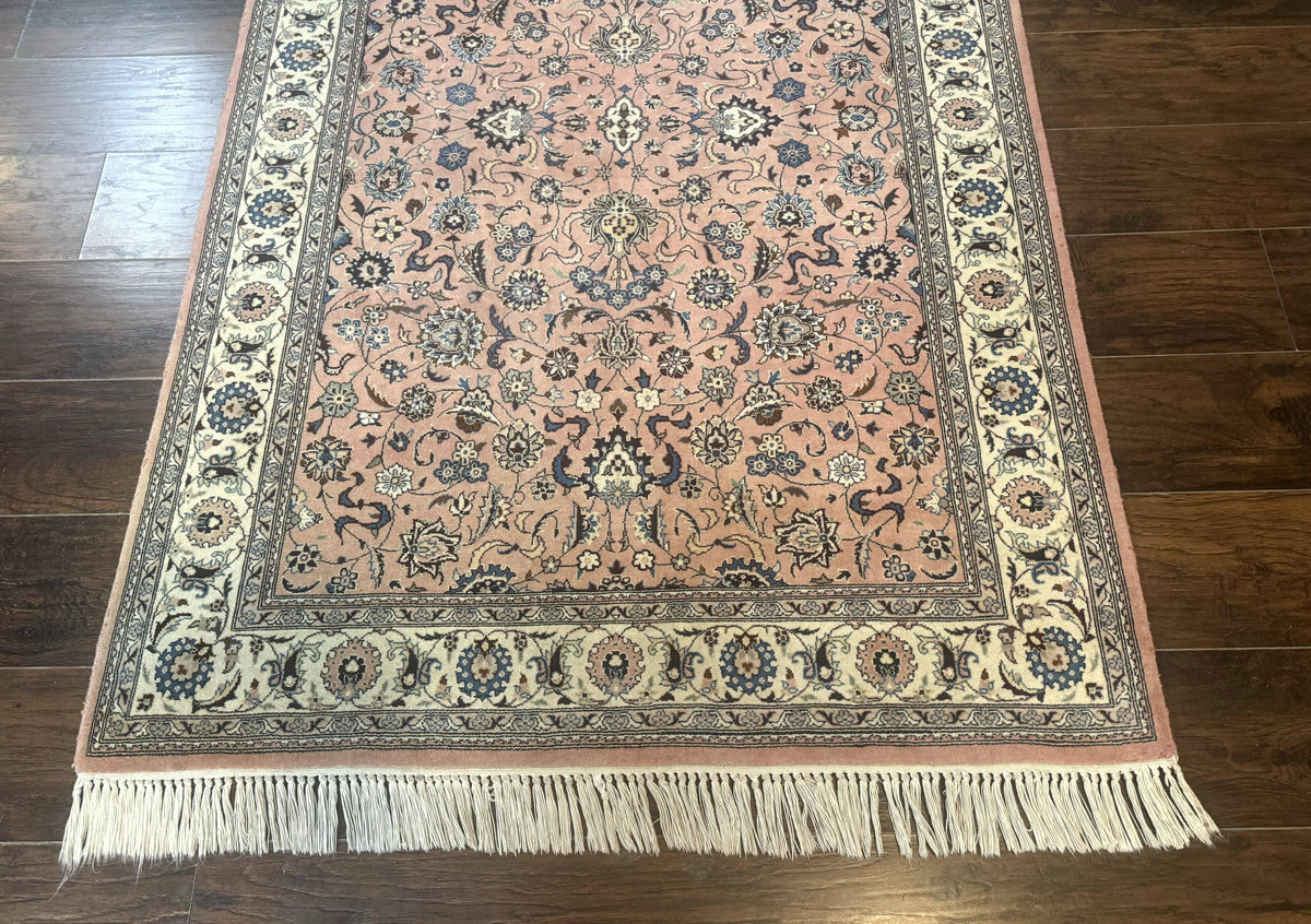 Pak Persian Rug 4x6, Pink and Cream, Very Fine 225 KPSI, Handmade Wool Oriental Carpet - Jewel Rugs, view 6