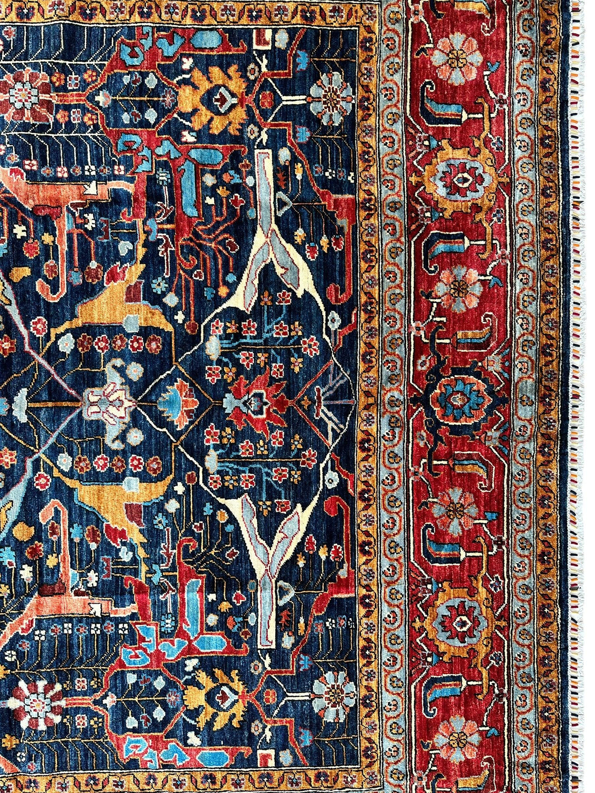 Afghan Bidjar Rug 9x12 | Navy, Red & Gold | Hand-Knotted Wool - Rugistan, view 9