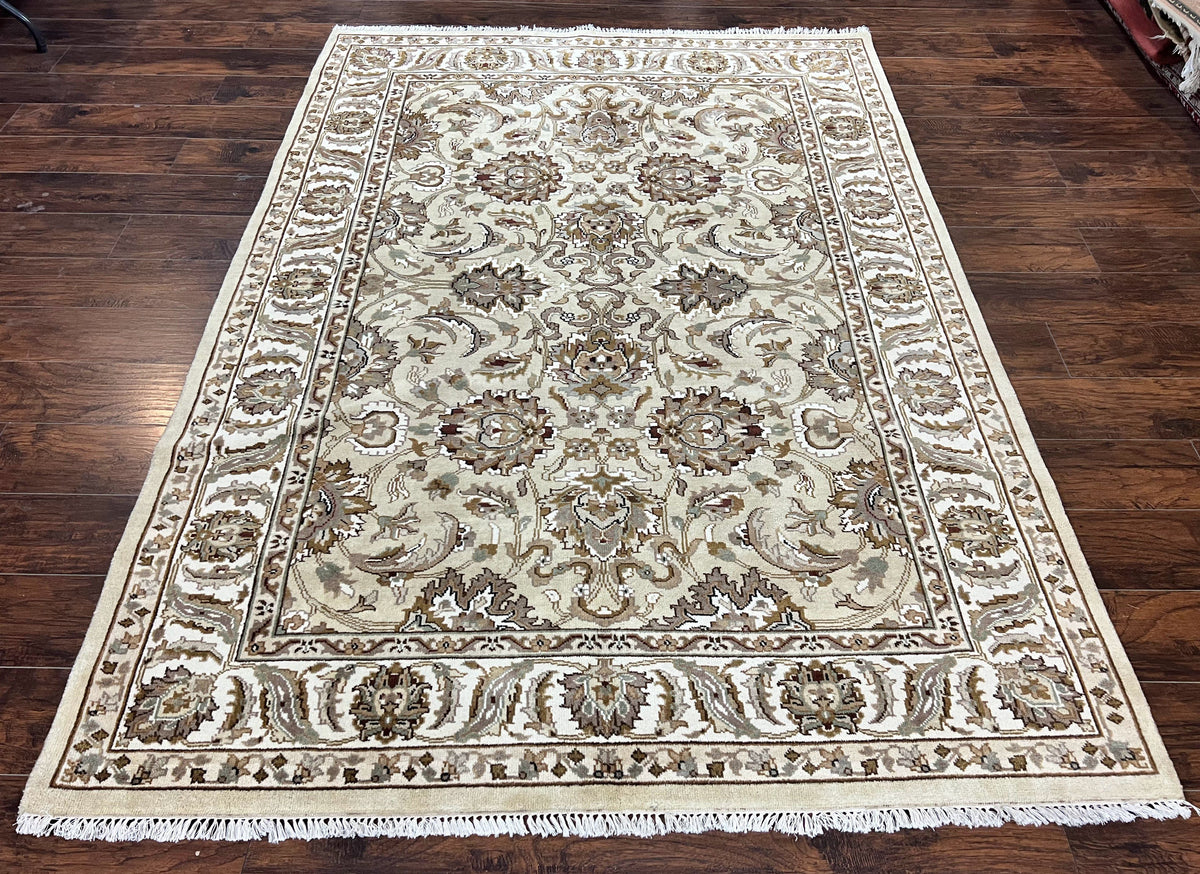 Indo Mahal Rug 6x9, Indian Carpet 6 x 9 ft, Light Green and Ivory, Floral Allover, Wool Oriental Carpet, Traditional Rug, Handmade - Jewel Rugs, view 2