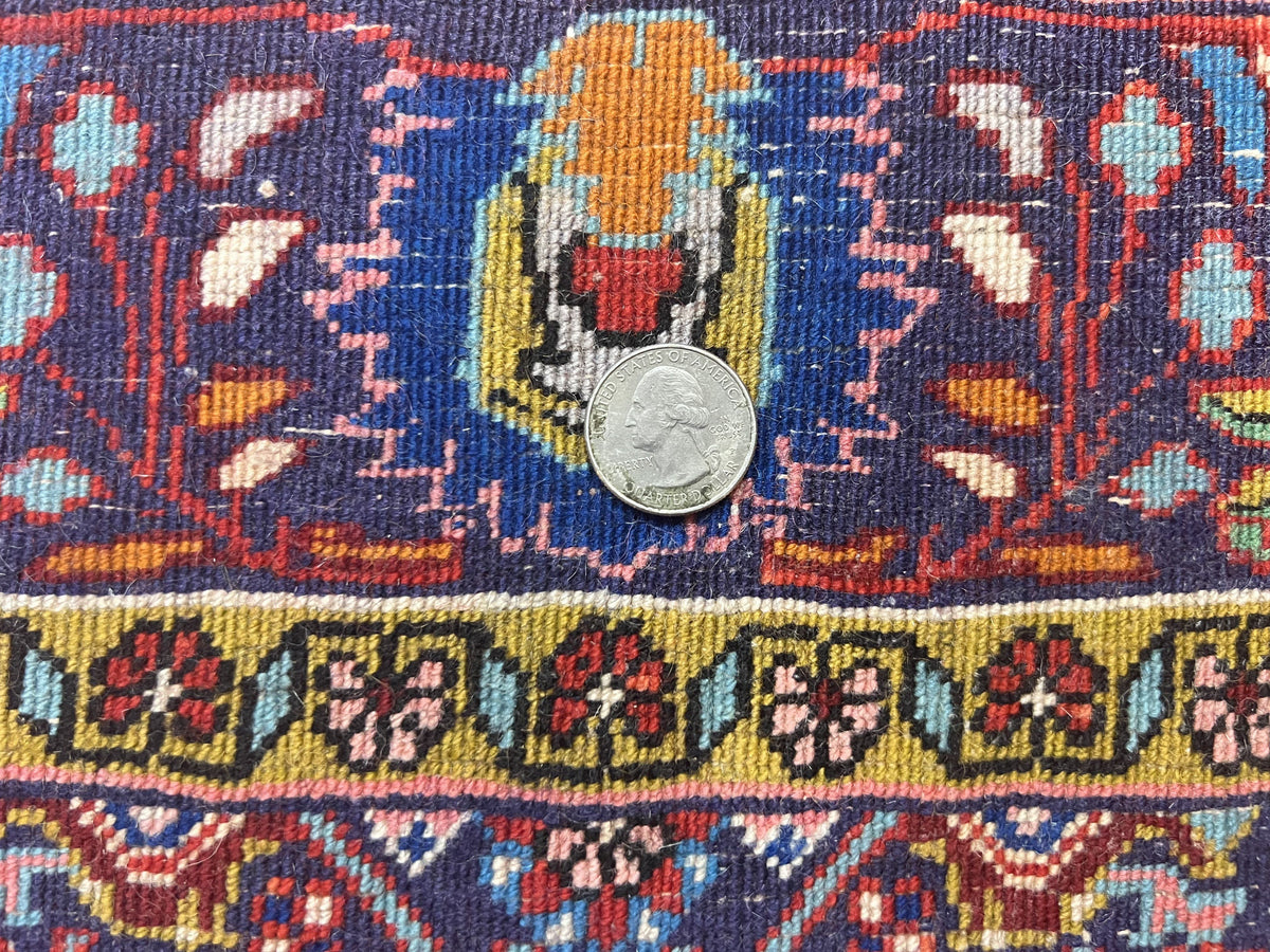 Persian Bidjar Rug 4x6, Handmade Oriental Carpet, Fine Weave, Herati Mahi Pattern, Vintage, Red, 300 KPSI - Jewel Rugs, view 10