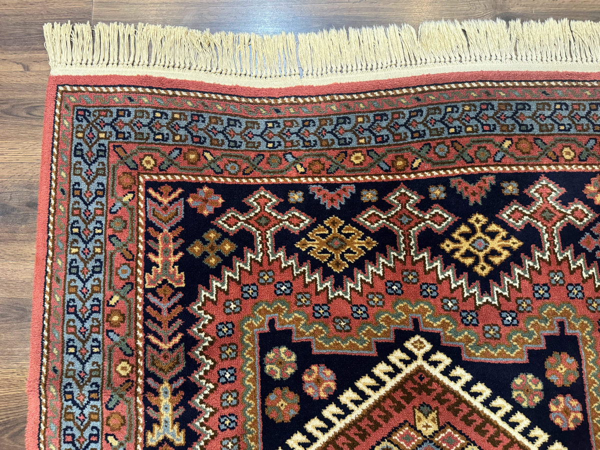 5x7 Persian Tribal Design Rug, Wool, Geometric Medallions, Vintage, Power Loomed - Jewel Rugs, view 7