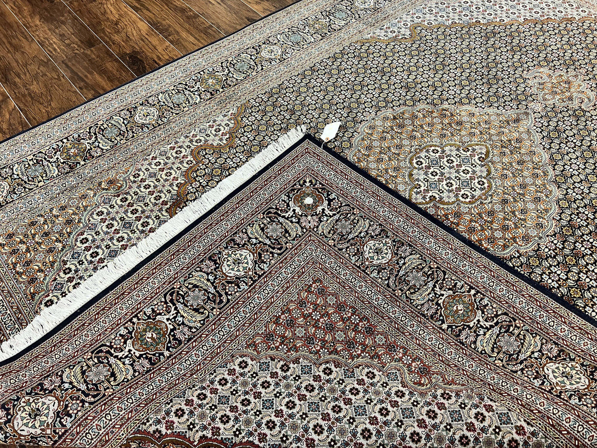 Wonderful Persian Tabriz Rug 7x10 ft, Very Fine 50 Raj 350 KPSI Oriental Carpet, Herati Mahi Pattern, Authentic Hand Knotted Handmade Wool Vintage - Jewel Rugs, view 11