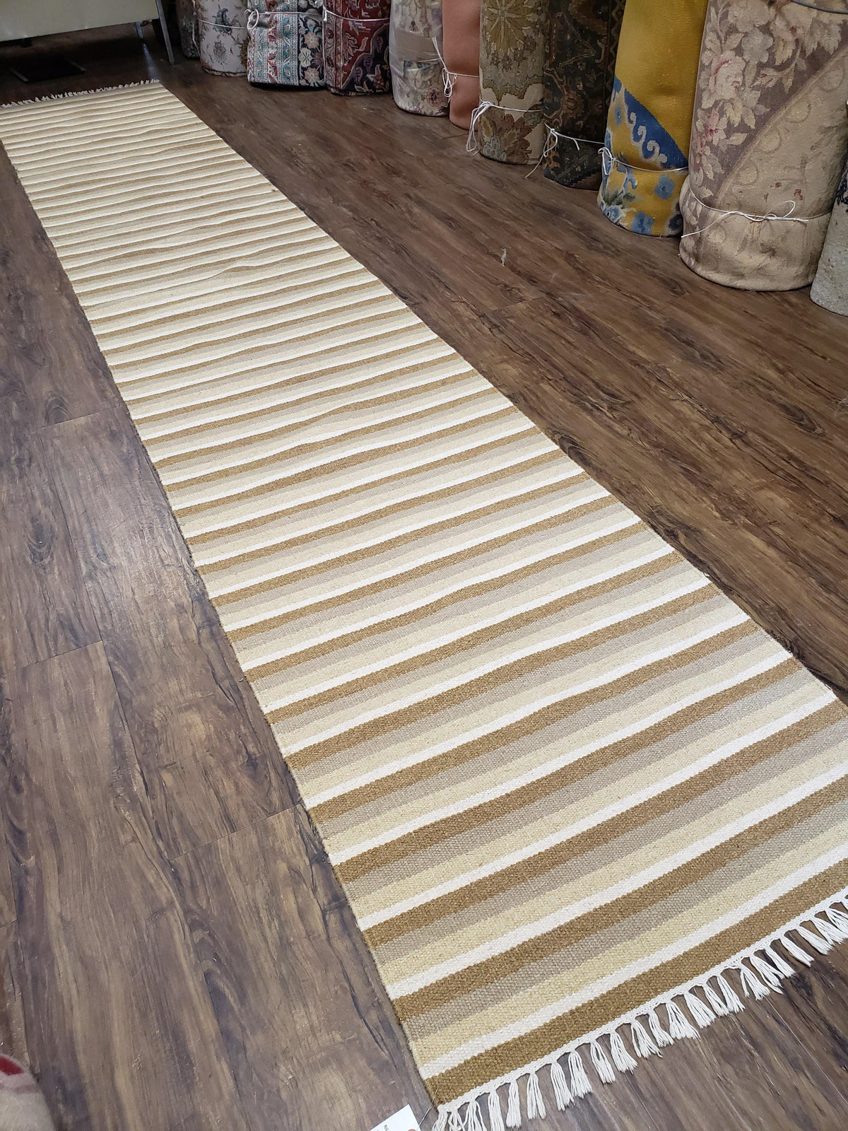 Striped Runner Rug, Flatweave Runner Rug, Hallway Runner, 15 ft Carpet Runner for Hall, Earth Tone Colors, Handmade Hand Woven Farmhouse Rug - Jewel Rugs, view 2