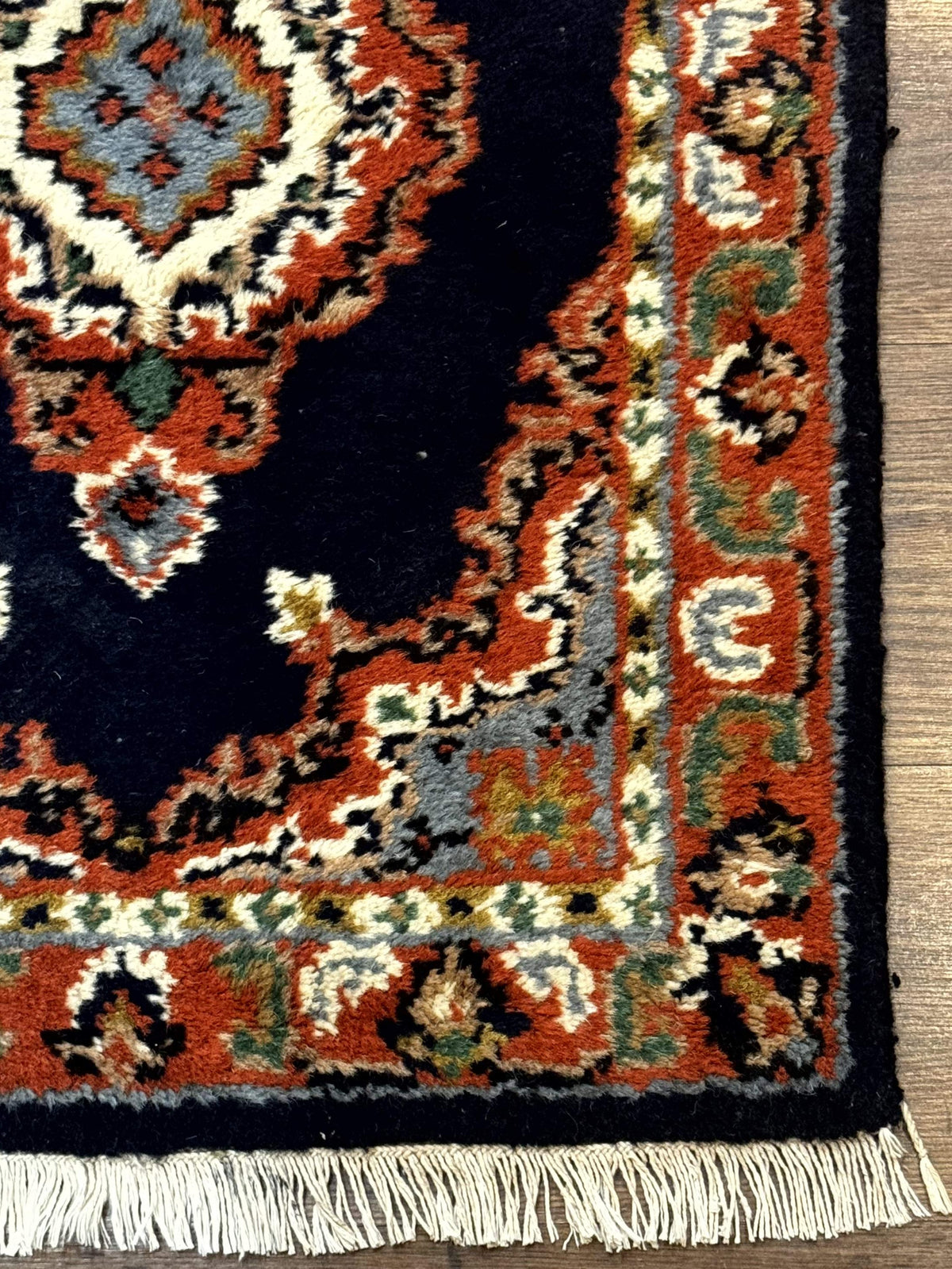Small Indo Persian Rug 2x3, Navy Blue & Terracotta, Wool, Handmade - Jewel Rugs, view 10