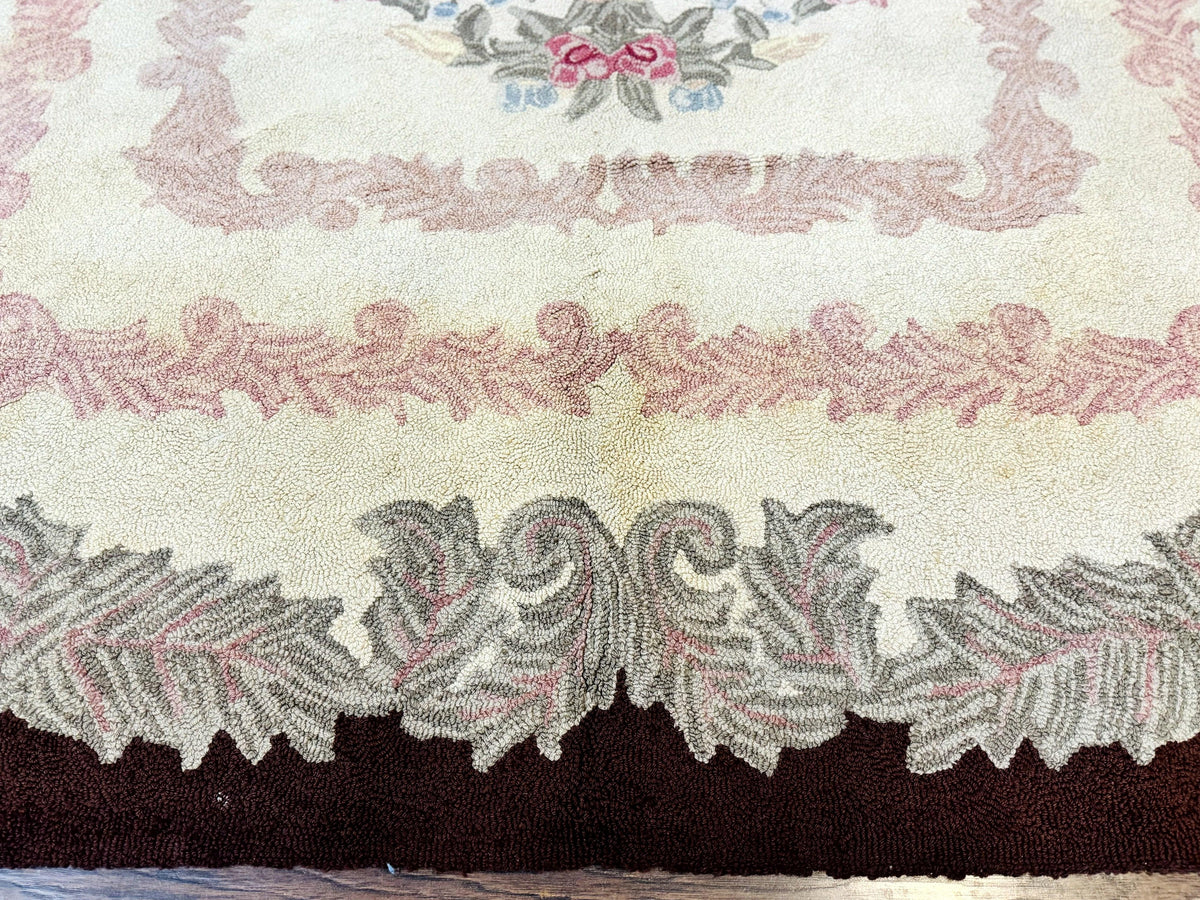 American Hand Hooked Rug 9x12, Vintage Aubusson Carpet, Wool - Jewel Rugs, view 12
