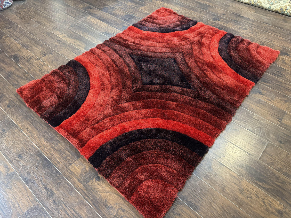 Red and Black Shag Rug 5x7, Pair A - Jewel Rugs, view 3