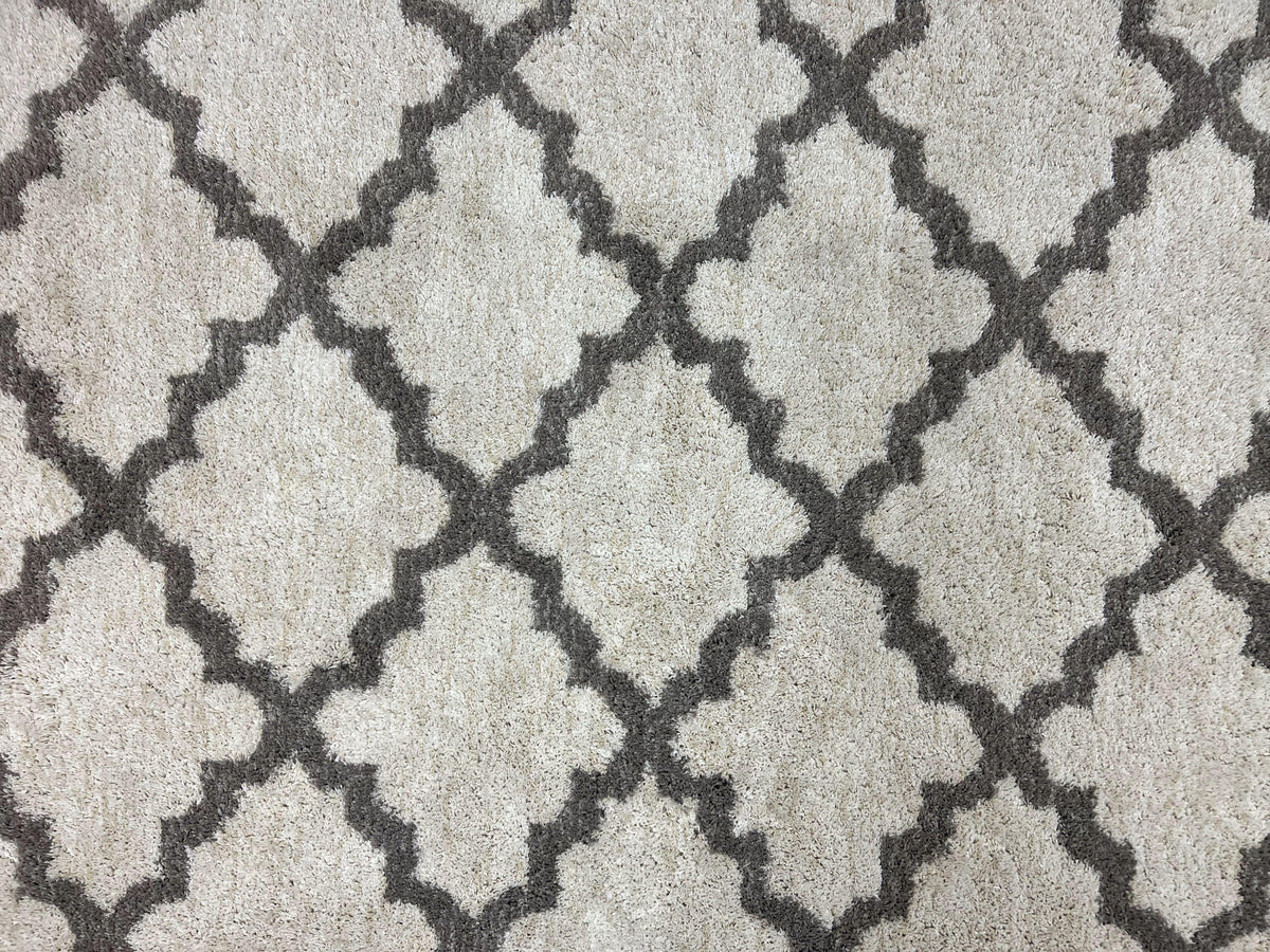 Modern Shag Rug, Ivory and Gray, Diamond Panel Design, Room Sized Area Rug - Jewel Rugs, view 3