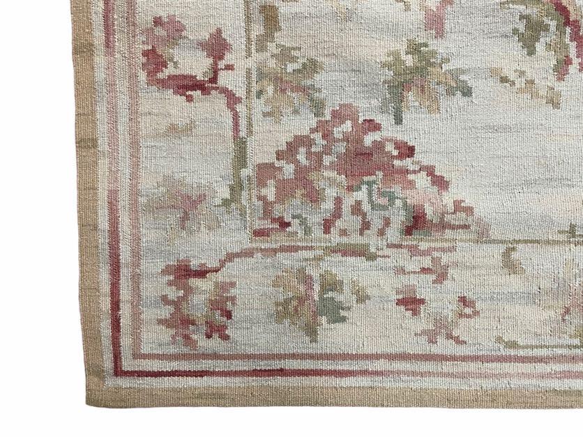 9x12 Flatweave Aubusson Needlepoint Rug, New, Beige, Tan, Green, Handmade, Hand-Knotted Area Rug, French European Carpet, Flowers - Jewel Rugs, view 8