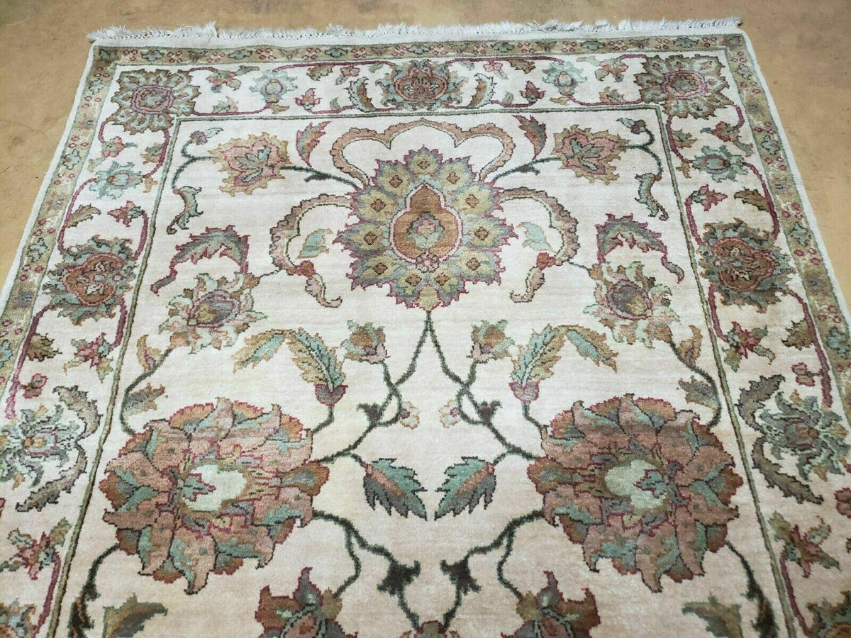 4x12 Vintage Oriental Runner Rug Hand Knotted Indian Agra Wool Tea Washed Beige - Jewel Rugs, view 3
