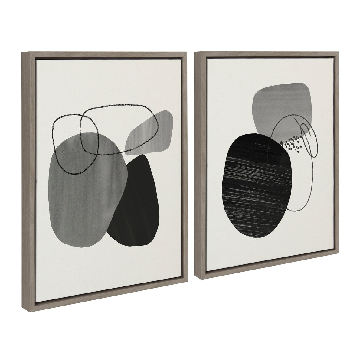 Sylvie 863 Abstract Rocks and 864 On The Rocks Framed Canvas Set by Teju Reval of SnazzyHues