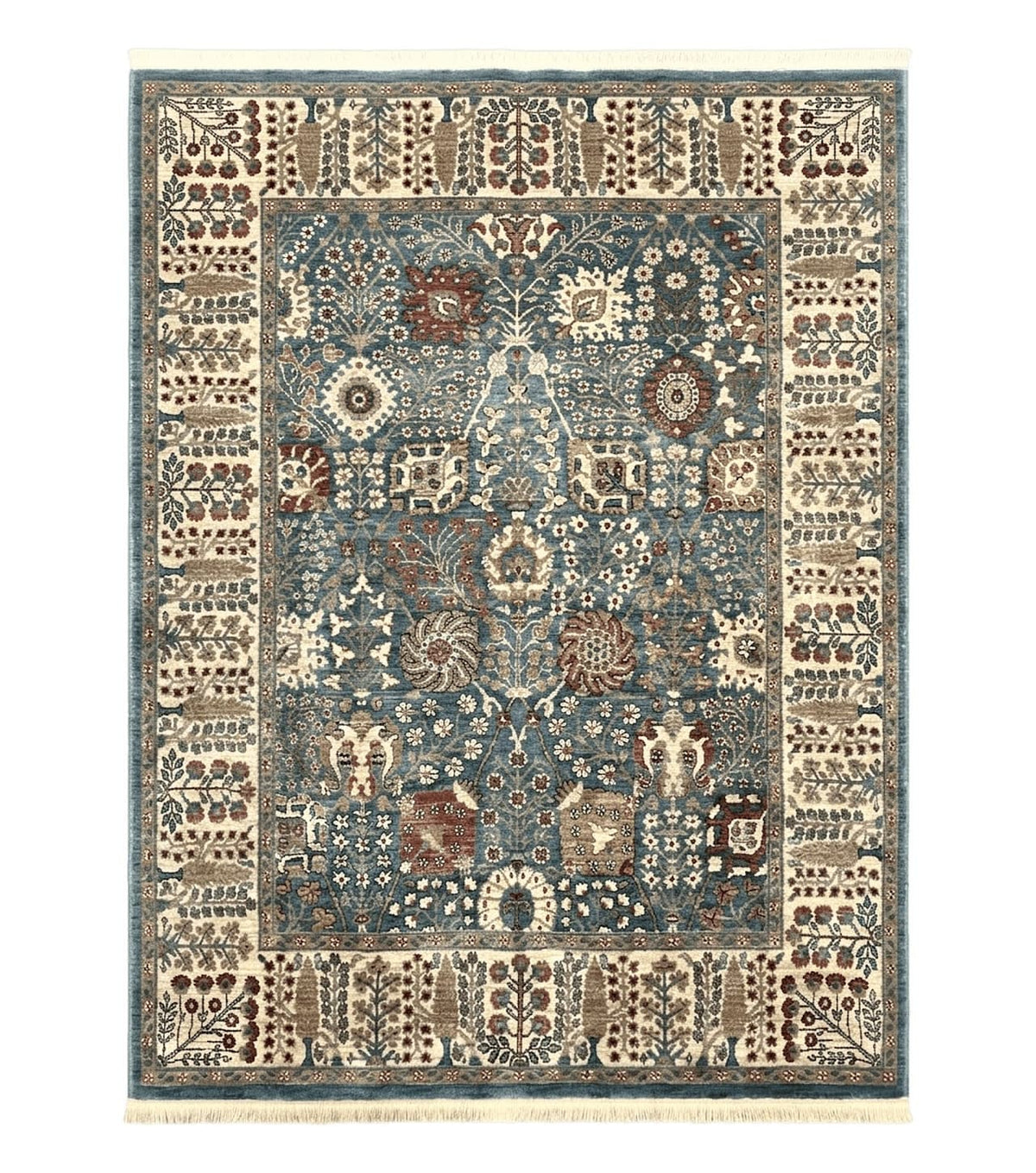 Belgium Power-Loomed Rug 5.6 x 7.6, Green and Cream Rug, Vintage Wool Area Rug, Oriental Carpet, Medium Sized Rug - Jewel Rugs