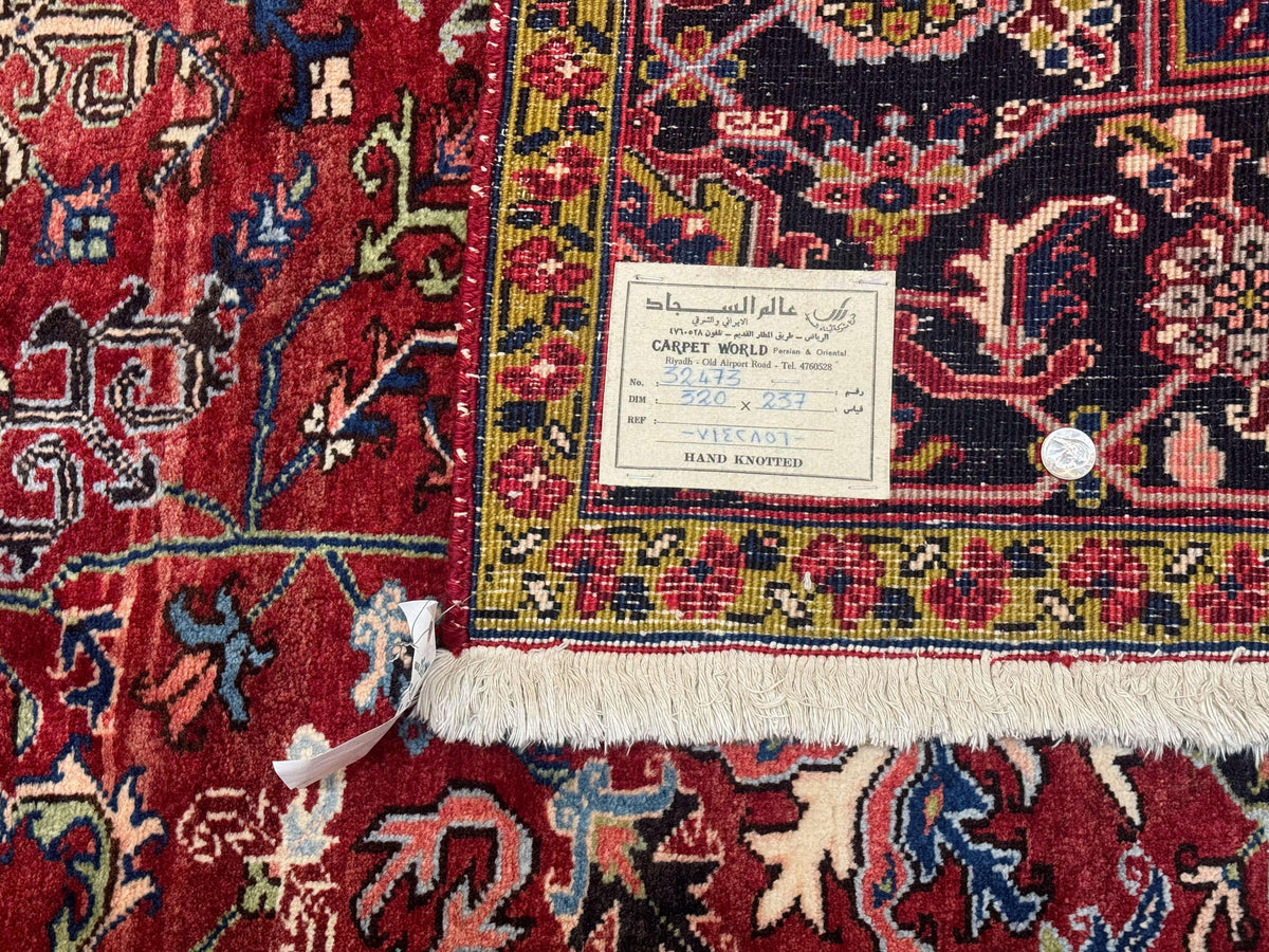 Antique Persian Heriz Rug 8x11, Geometric Tribal Wool Carpet, Brick Red - Jewel Rugs, view 11