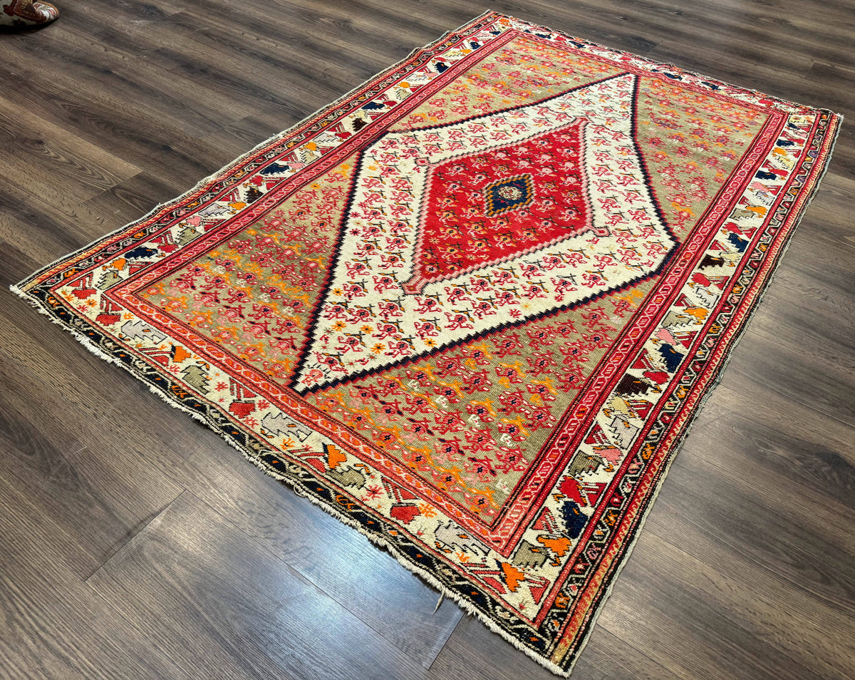 Antique Persian Malayer Rug 4x7, Tribal Senneh Carpet, Geometric, Diamond Design - Jewel Rugs, view 2