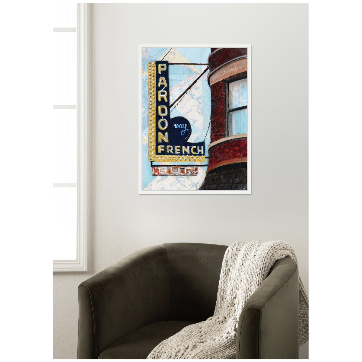 Pardon My French by Krista V. Allenstein Framed Canvas Wall Art Print
