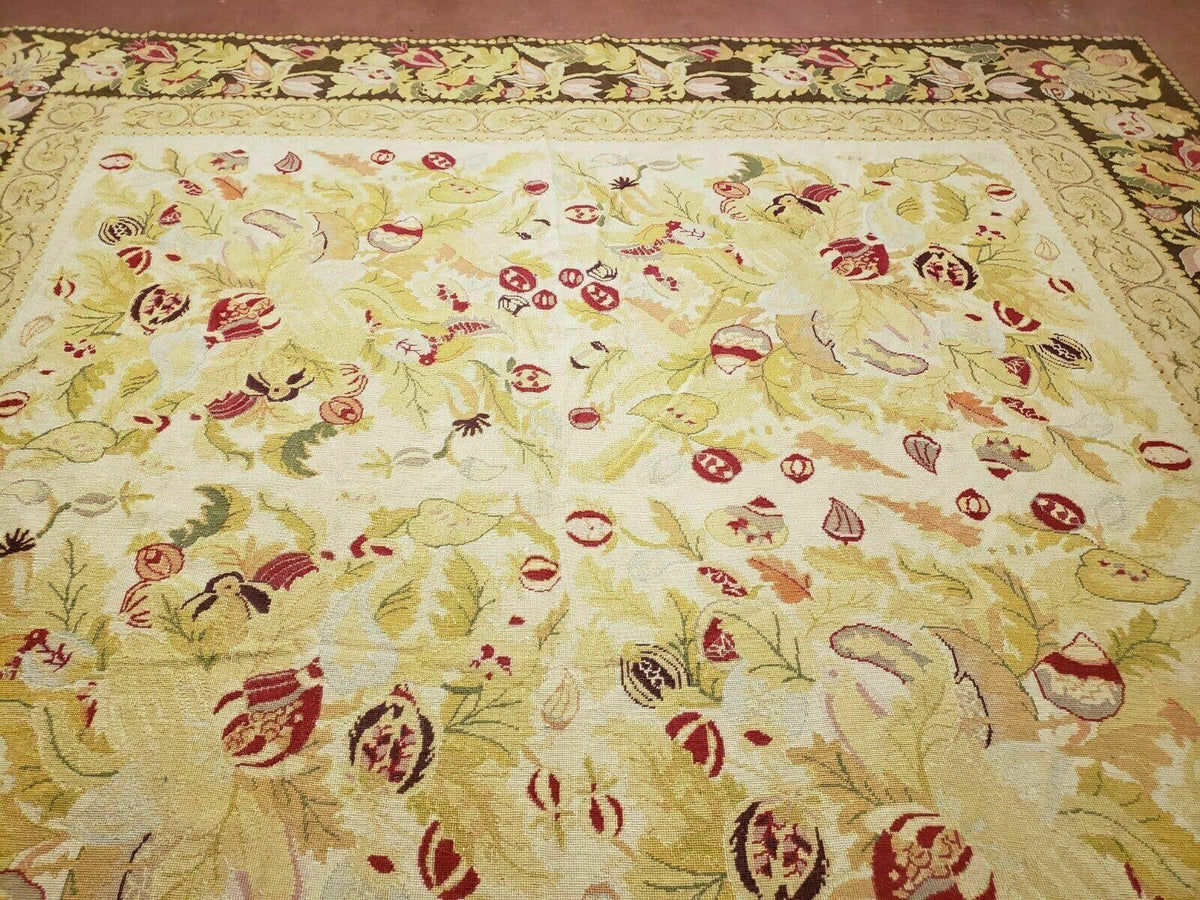 9' X 11' Handmade Chinese Needlepoint Wool Floral Rug Carpet Rose Garden Chic - Jewel Rugs, view 12