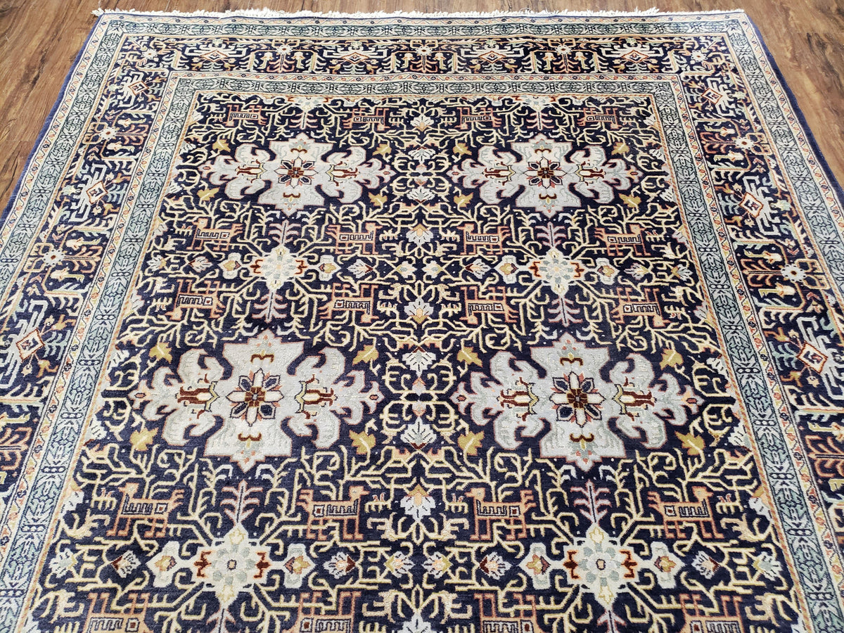 Persian Kashan Rug, Navy Blue, Hand-Knotted, Wool, 4' 8" x 7' 4", Pair A - Jewel Rugs, view 4