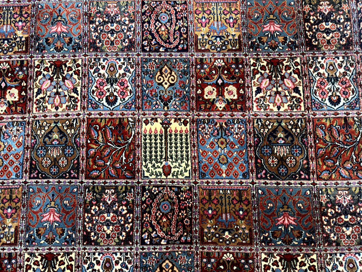 Wonderful Persian Qum Rug 10x13, Panel Design, Fine 260 KPSI, Signed, Red Multicolor - Jewel Rugs, view 11