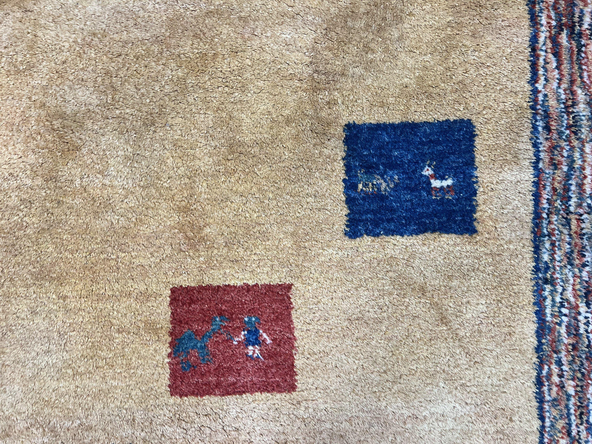 Indo Gabbeh Rug 3.7 x 5, Tribal Rug, Boho Rug, Wool Handmade Carpet - Jewel Rugs, view 5