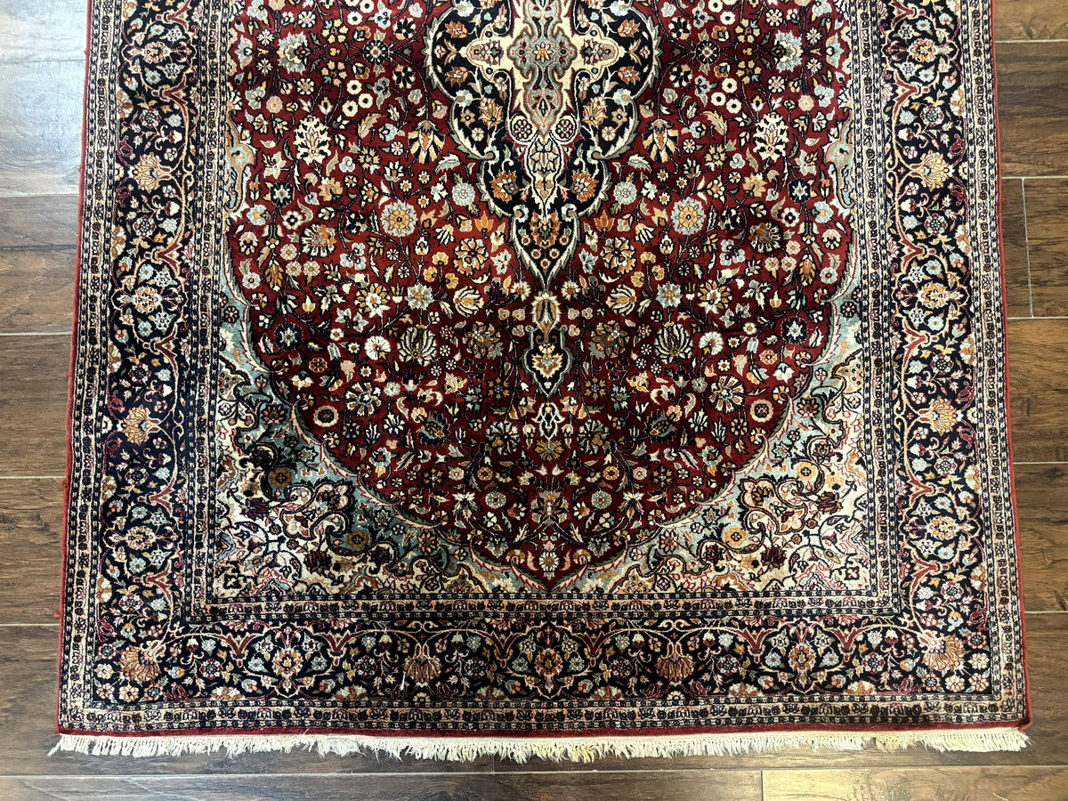 4x6 Silk Rug, Very Fine 650 KPSI, Silk Persian Carpet, Red, Floral Medallion, Sino Persian - Jewel Rugs, view 5