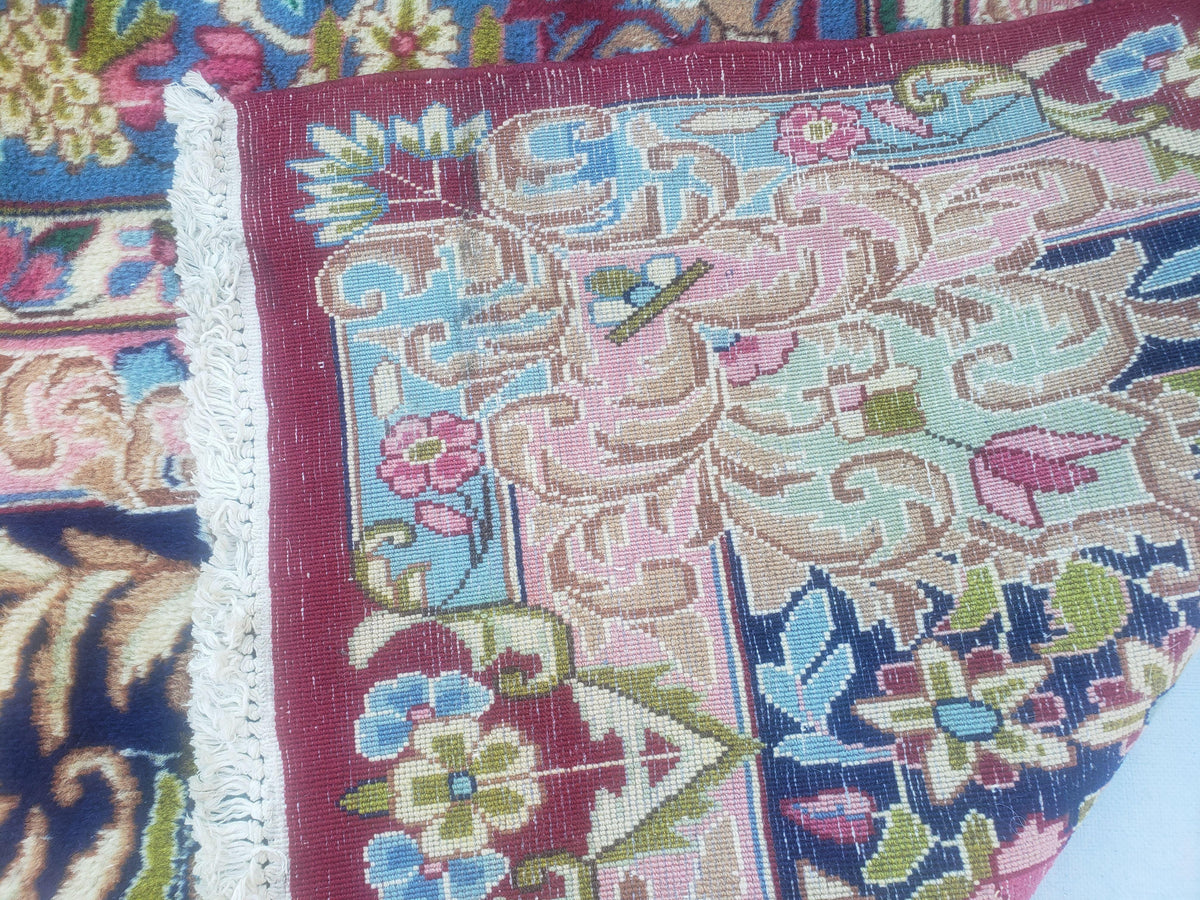 Antique Persian Kirman Rug 10x17 Oriental Carpet 10 x 17, Red, Multicolor, Namazian Signature Master Weaver, Shabby Chic, Semi Open Field - Jewel Rugs, view 11