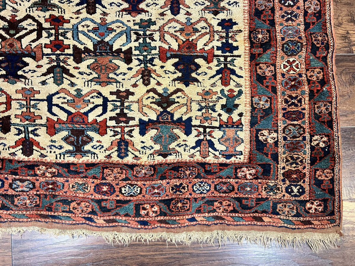 Persian Afshar Rug 5x6, Allover Repeated Motif, Wool Tribal Carpet, Handmade Semi Antique Rug - Jewel Rugs, view 9