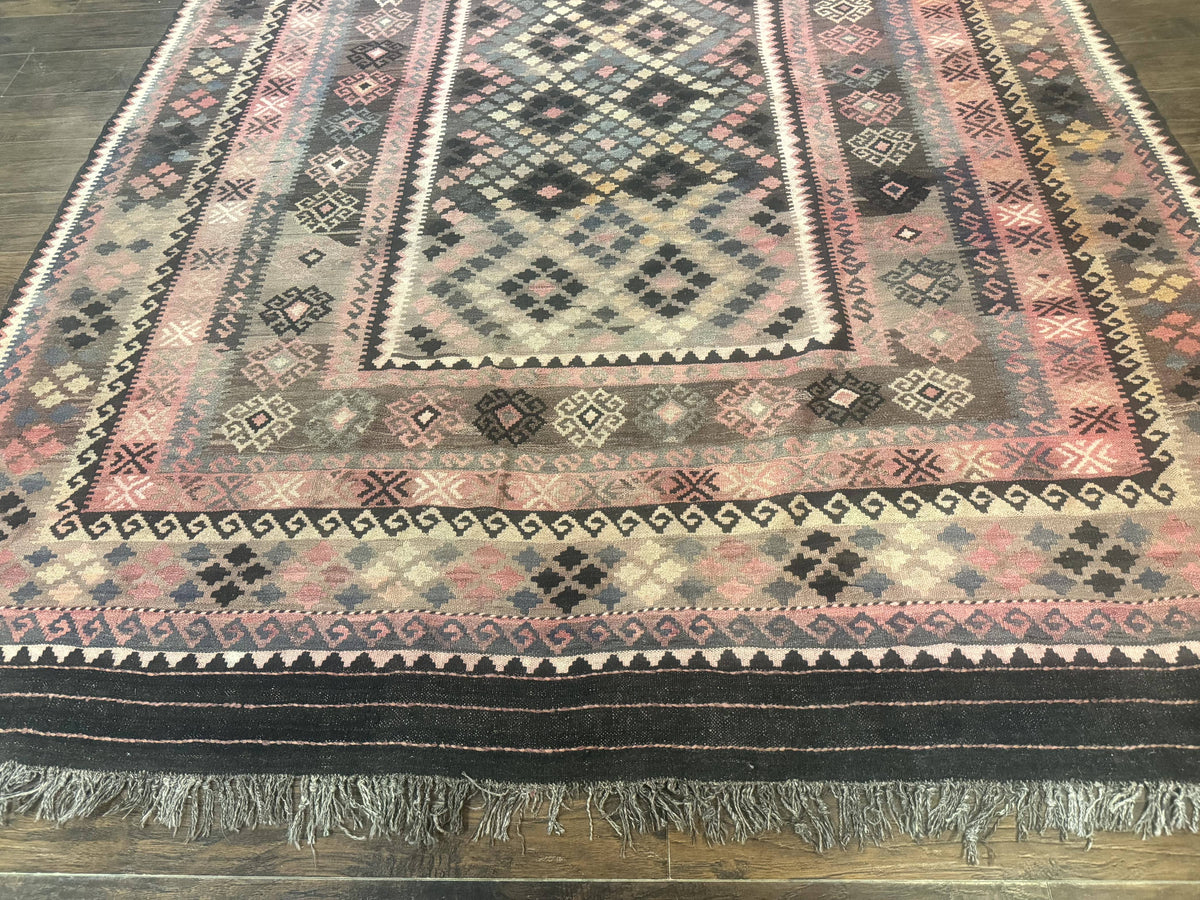 Persian Kurdish Kilim Rug 8x10, Large Flatweave Tribal Bohemian Rug, Vintage Zarand Kilim - Jewel Rugs, view 6