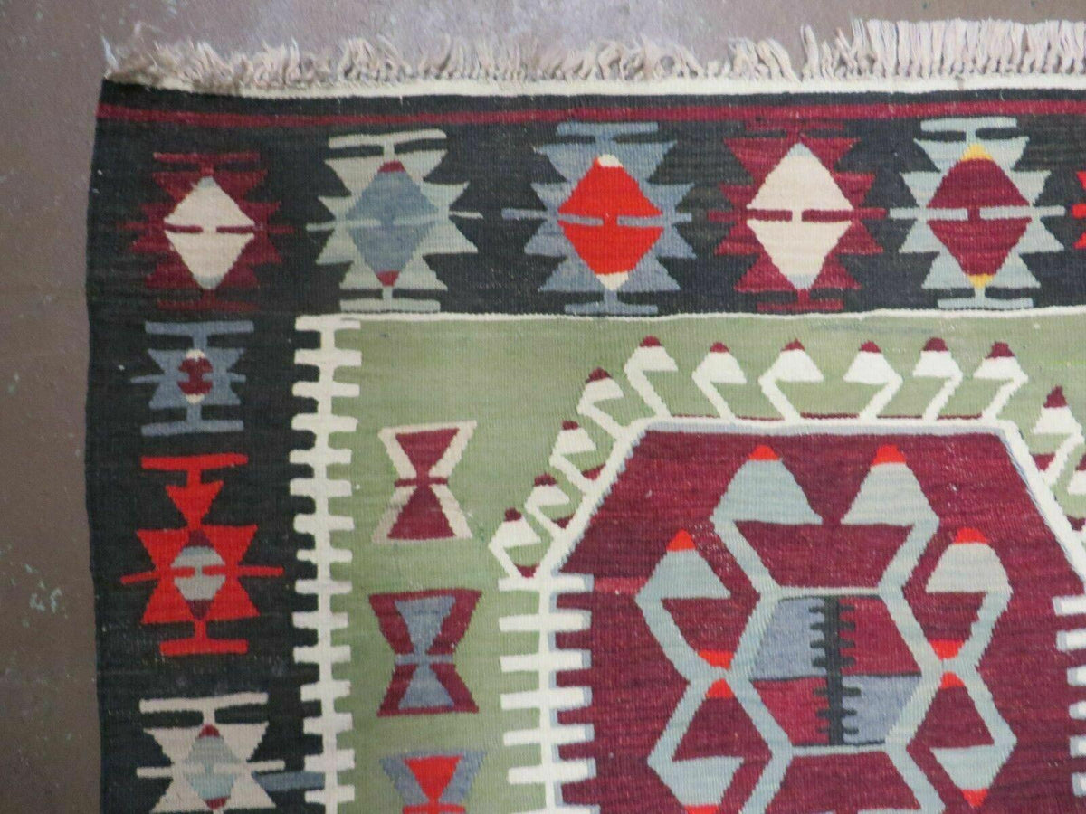 3' 8" X 5' Vintage Turkish Kilim Handmade Flat Weave Wool Rug Veg Dyes - Jewel Rugs, view 6
