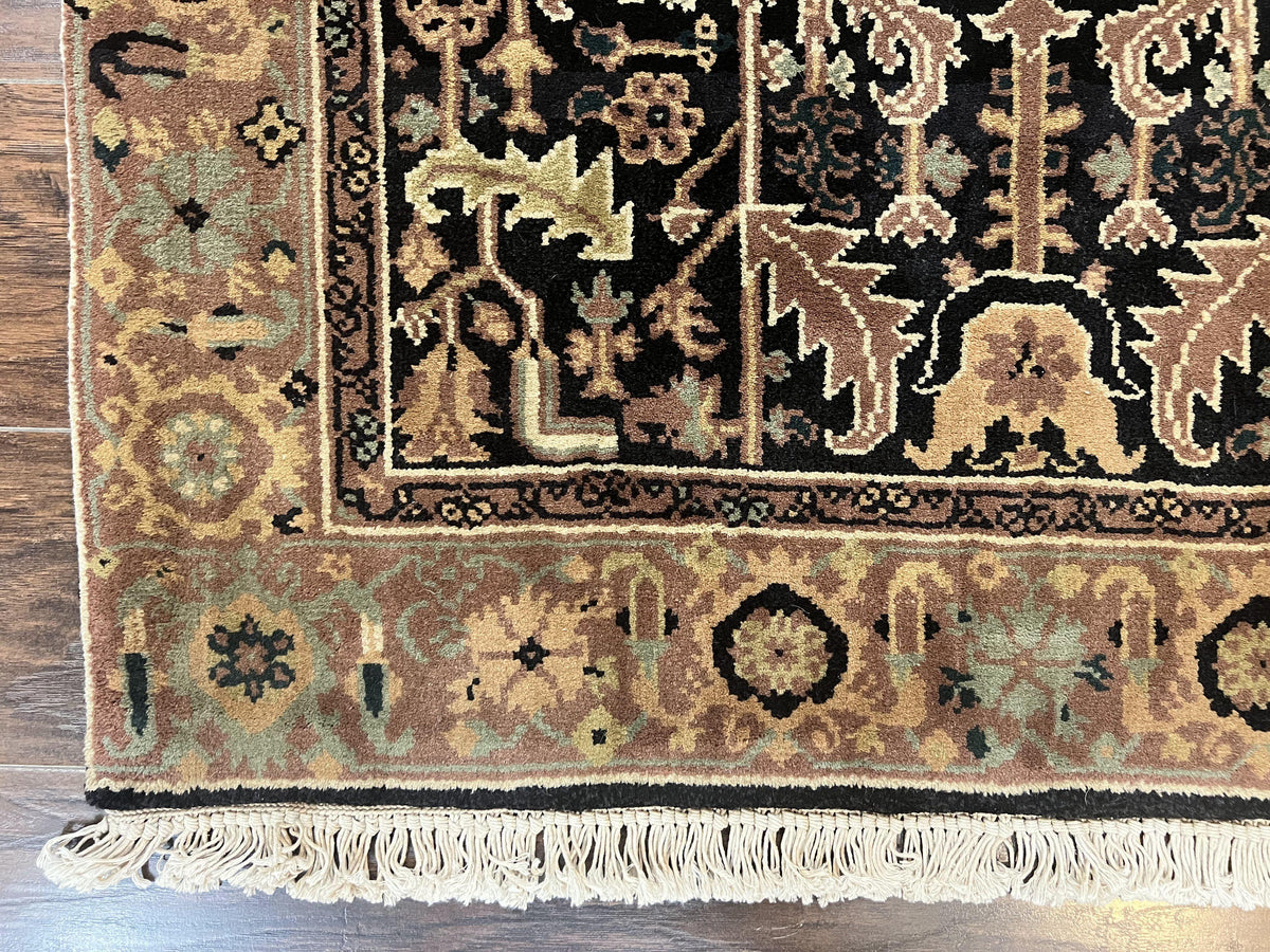 Heriz Rug 3.6 x 5, Handmade Vintage Wool Carpet, Couristan Carpet, Persian Design, Black - Jewel Rugs, view 9