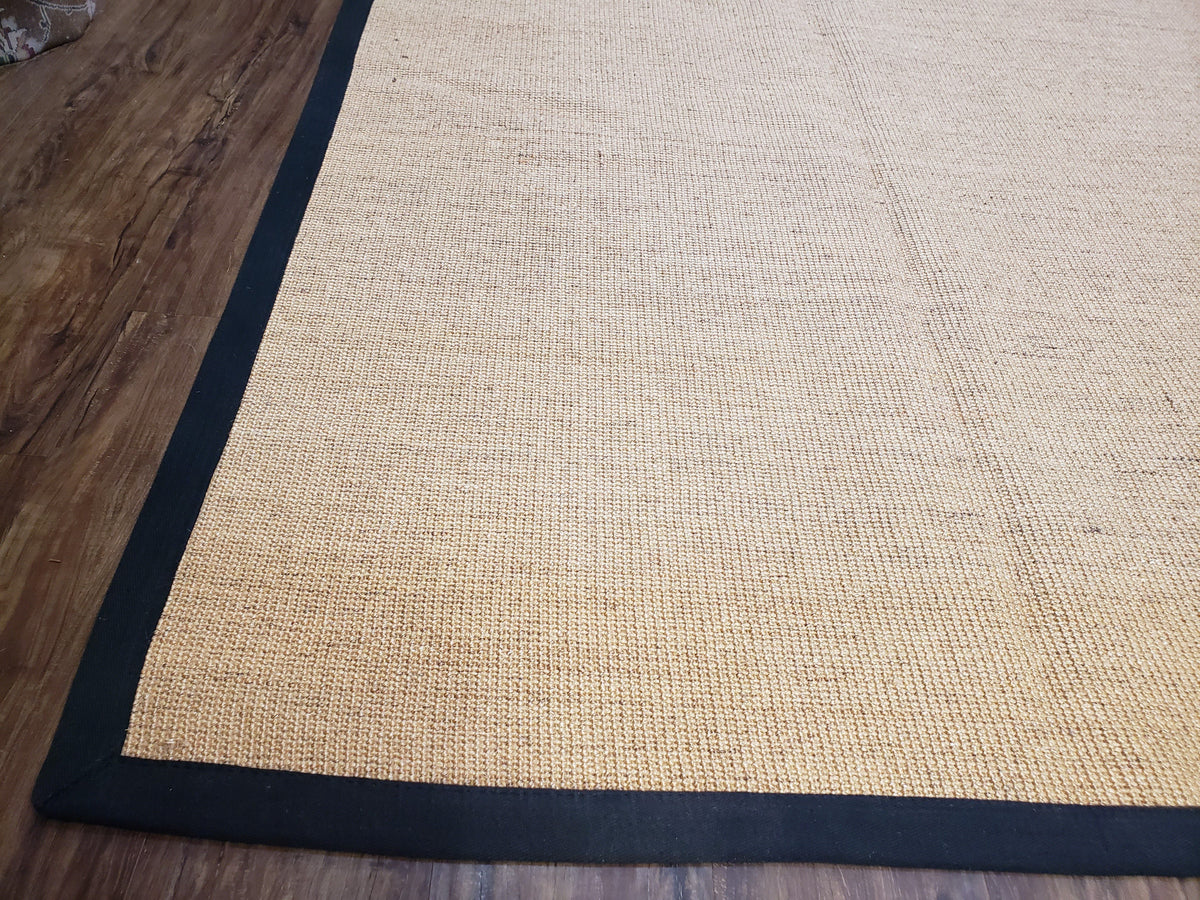 Jute Rug 8x10, Natural Jute Fiber Area Rug, Natural Sisal Area Rug with Black Border, 8x10 Carpet, Solid Jute Rug 8 x 10, Farmhouse Rug - Jewel Rugs, view 8