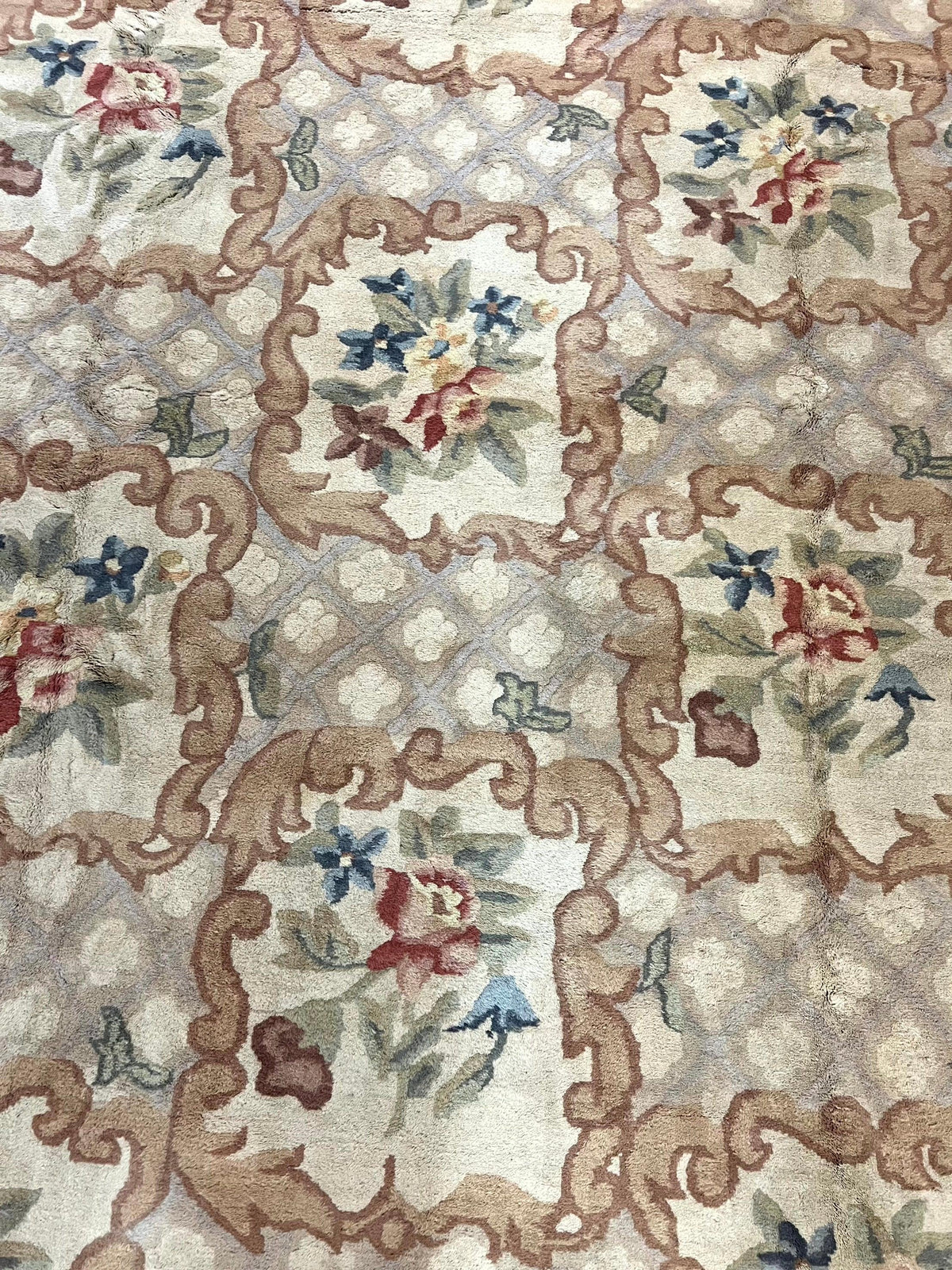 Indo Chinese Aubusson Wool Rug 11x16, Palace Sized Carpet, Oversized Handmade Vintage Rug, European Design - Jewel Rugs, view 5