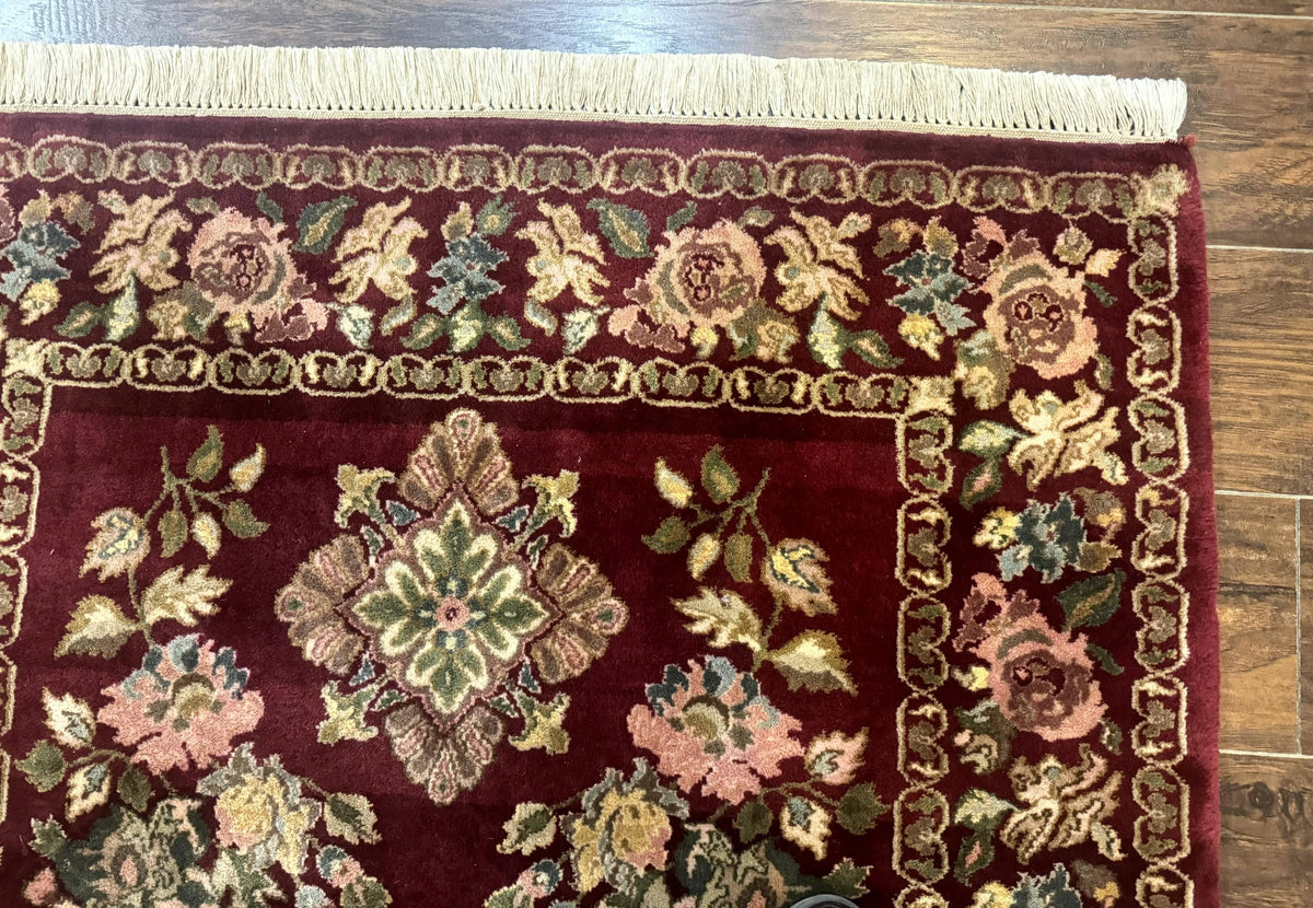 Indo Persian Kerman Rug 4x6, Burgundy, Floral - Jewel Rugs, view 8