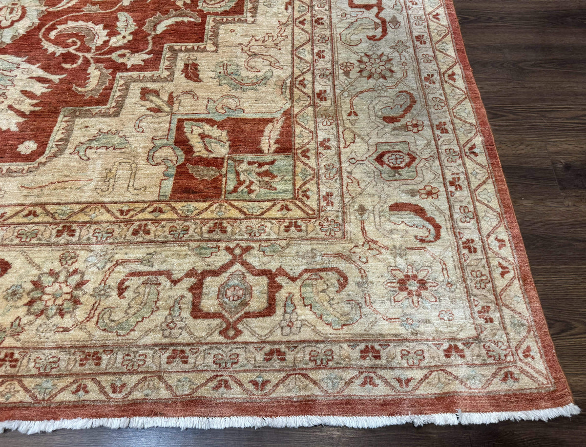 Turkish Heriz Serapi Rug 9x13, Geometric Medallion - Jewel Rugs, view 10