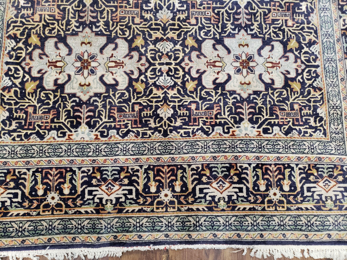 Navy Blue Persian Kashan Rug, Hand-Knotted, Wool, 4' 8" x 7' 4", Pair B - Jewel Rugs, view 7