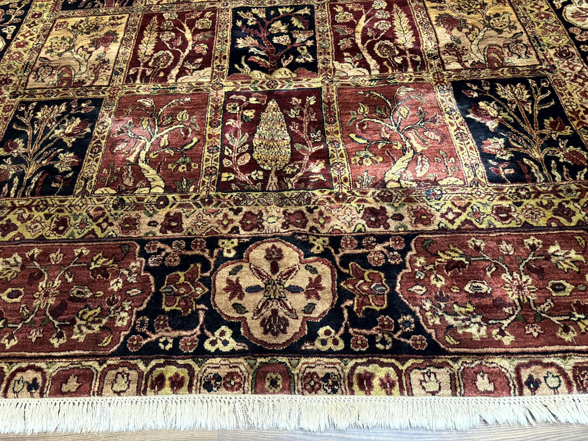 Indo Persian Rug 9x12, Bakhtiari Panel Design, Multicolor, Soft Wool Pile - Jewel Rugs, view 6