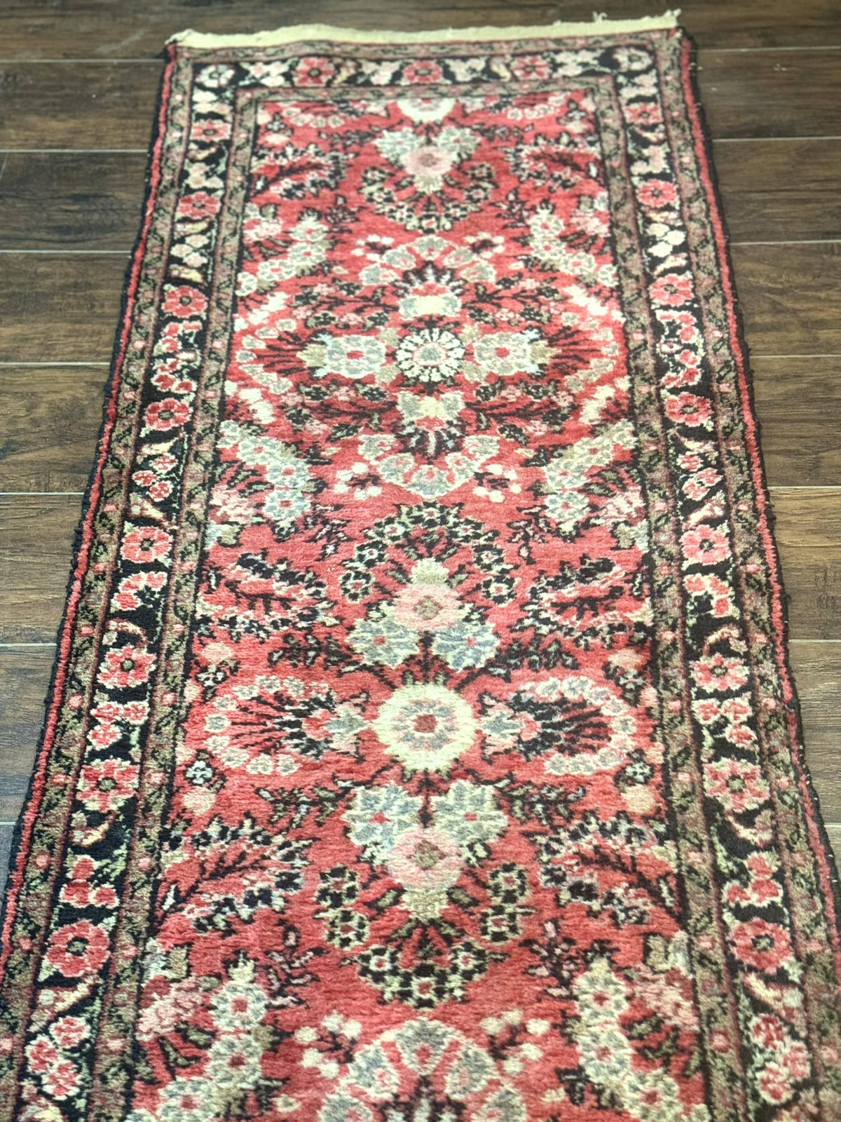 Persian Hamadan Runner Rug 2 x 13.6 – Red Floral Wool Hallway Carpet - Jewel Rugs, view 8