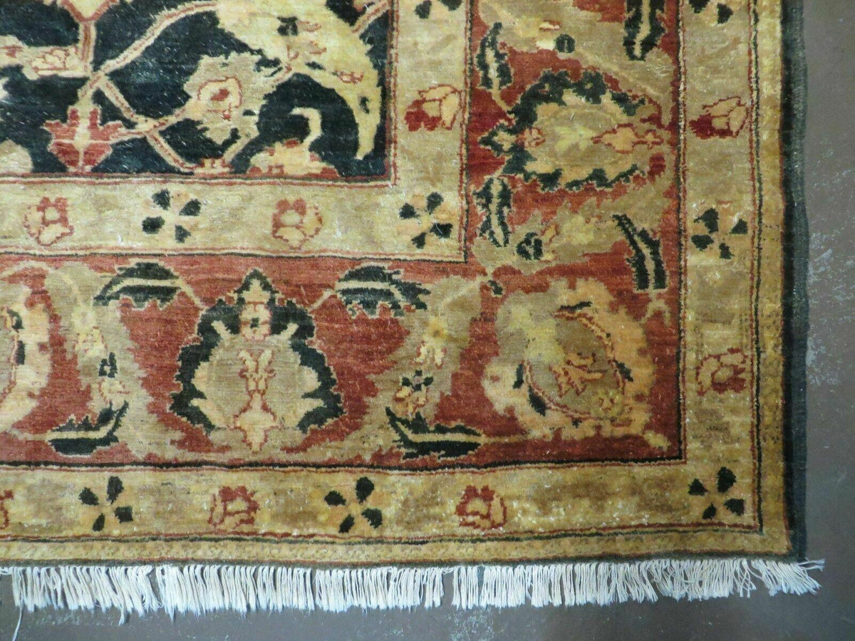 8' X 9' Handmade Pakistan Wool Cotton Rug Peshawar Black Floral Nice # 200C - Jewel Rugs, view 10