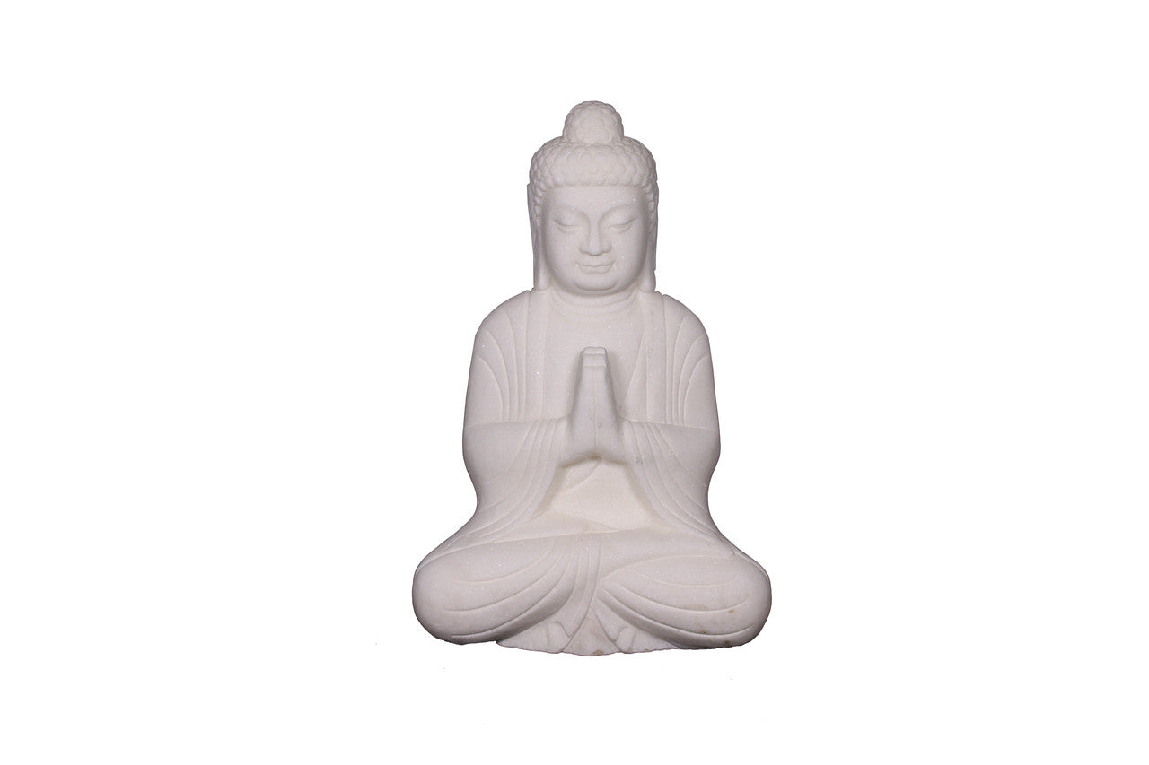 White Marble Praying Buddha Statue image 7