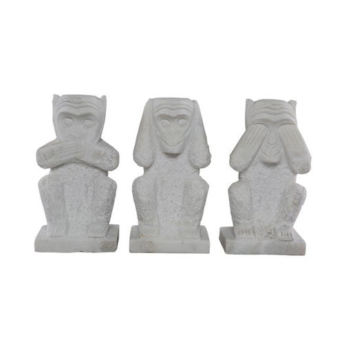 Set of 3 Wise Monkeys White Marble 4.3x3.1x7.8H image 2