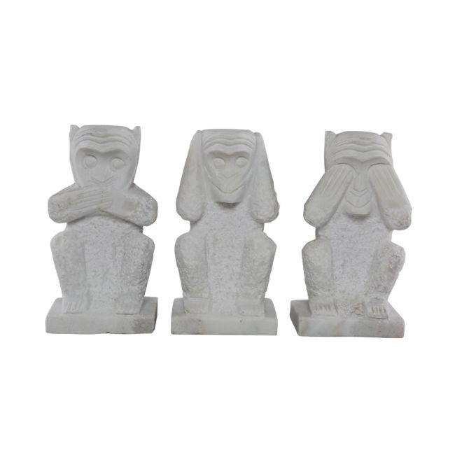 Set of 3 Wise Monkeys White Marble 4.3x3.1x7.8H image 3
