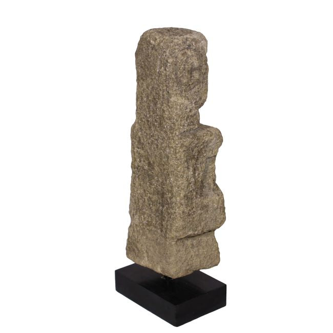 Blue Stone Korean God of Fortune Black Wooden Base