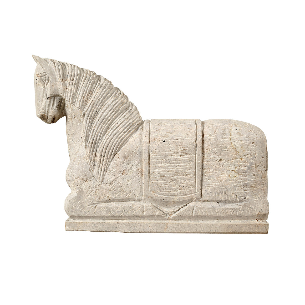 Travertine Horse Statue 16.5x4.7x13H