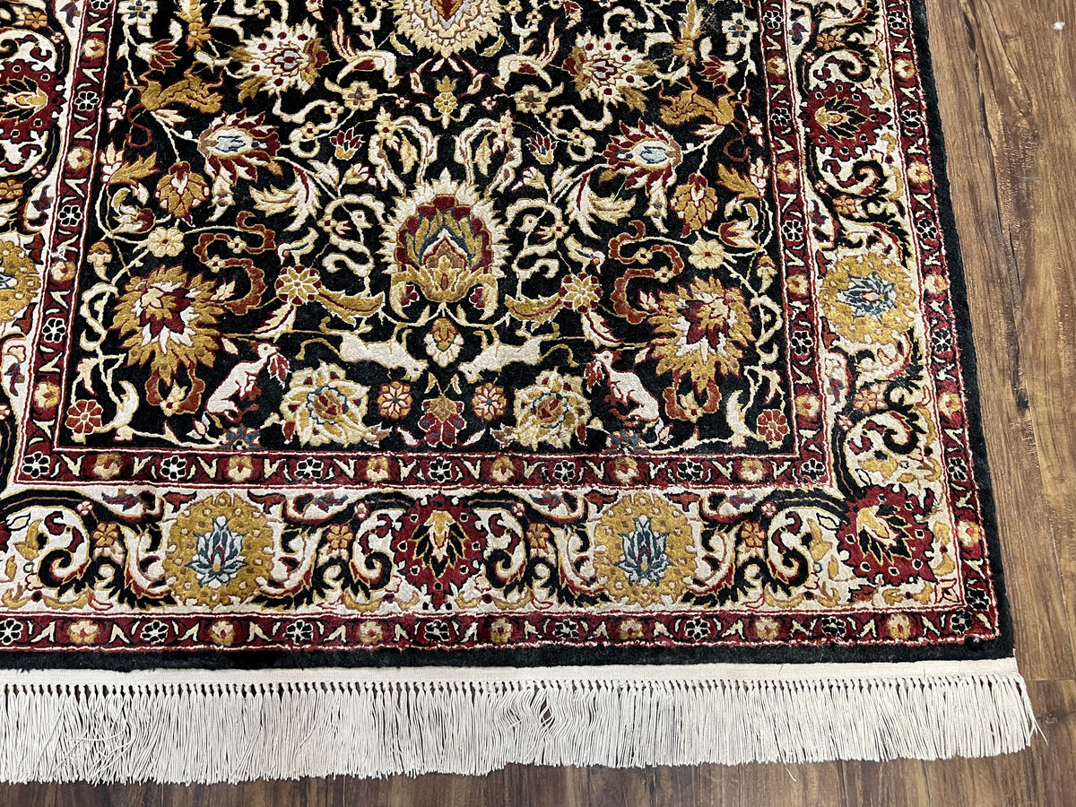 Sino Persian Silk Rug 3x5 Oriental Carpet 3 x 5 Fine Silk Rug, Black Ivory Gold, Animal Motifs, Flowers, High Quality, Vintage Silk Rug Wow - Jewel Rugs, view 9