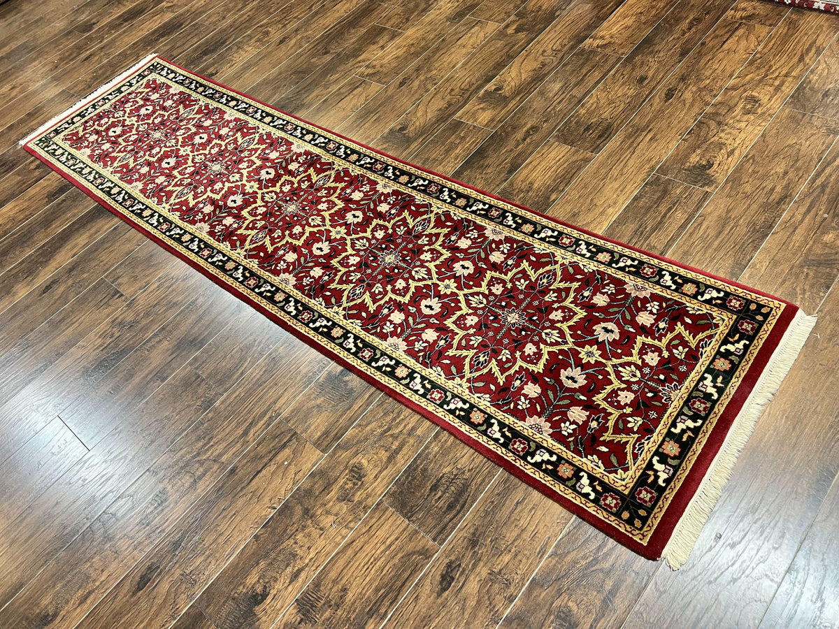Indo Persian Runner Rug 2.6 x 10, Floral Hand Knotted Wool Hallway Rug, Red - Jewel Rugs, view 12