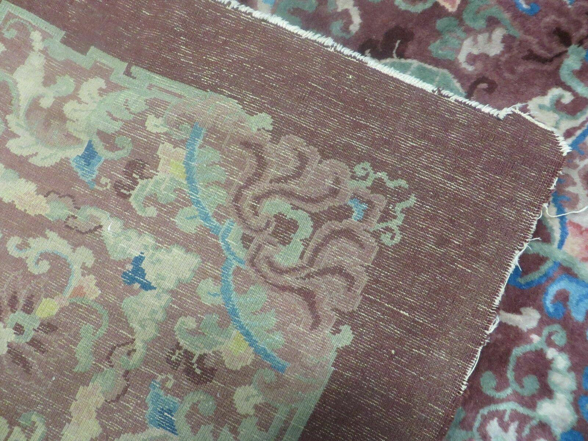 8' X 10' Vintage Handmade Chinese Art Deco Peking Nichols Wool Rug Flowers Nice - Jewel Rugs, view 11