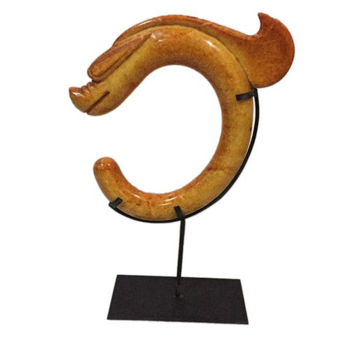 14" High Amber Jade Han Dragon Statue With Stand image 2
