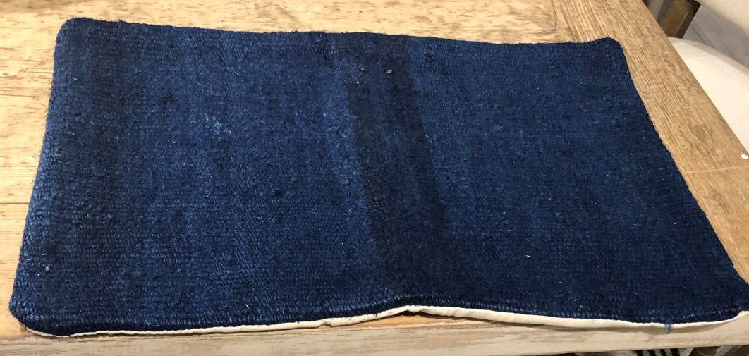 Vintage Turkish Hemp Pillow Cover Lumbar 28x16 Navy (size & color vary)